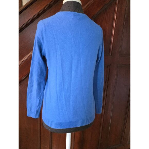 L.L. Bean Womens Petite Medium Blue 100% Cashmere Sweater - Picture 2 of 7